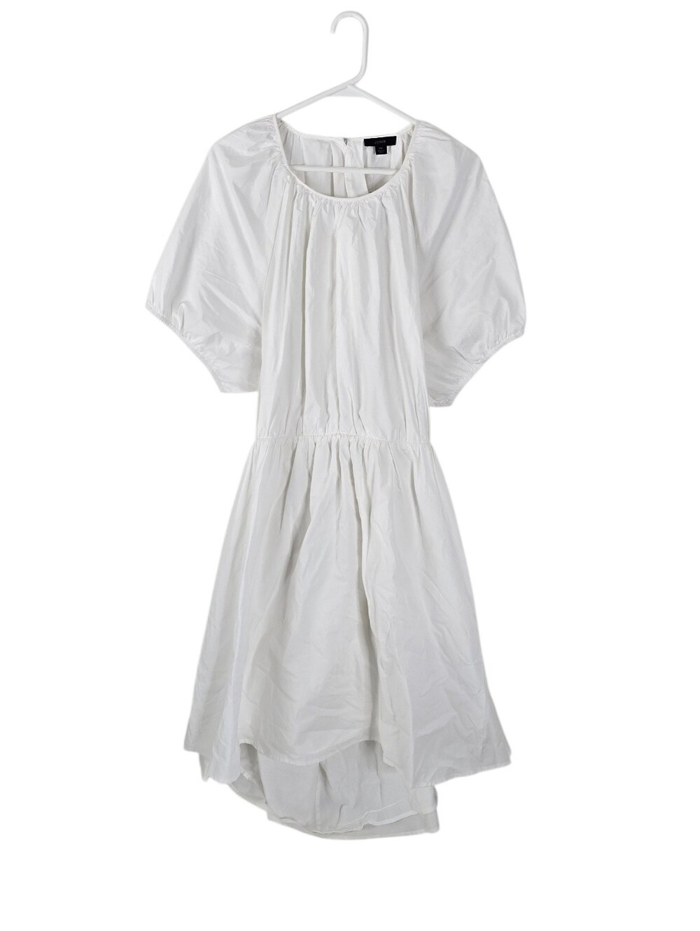 NWT J.Crew White Tie-Back Cotton Poplin Mini Dress Size 22 Open Back Puff Sleeve